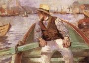 Christian Krohg Look ahead,the harbour at Bergen Spain oil painting artist